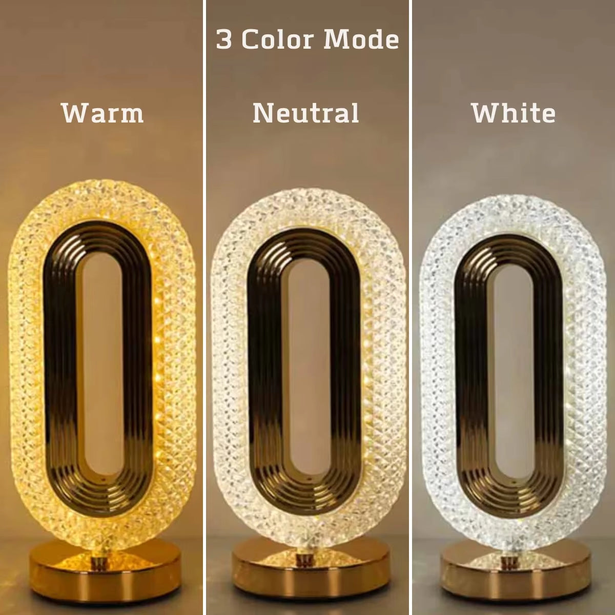 Elegant Oval USB Rechargeable Crystal Table Lamp - Perfect for Living Room, Bedroom, and Nighttime Ambiance