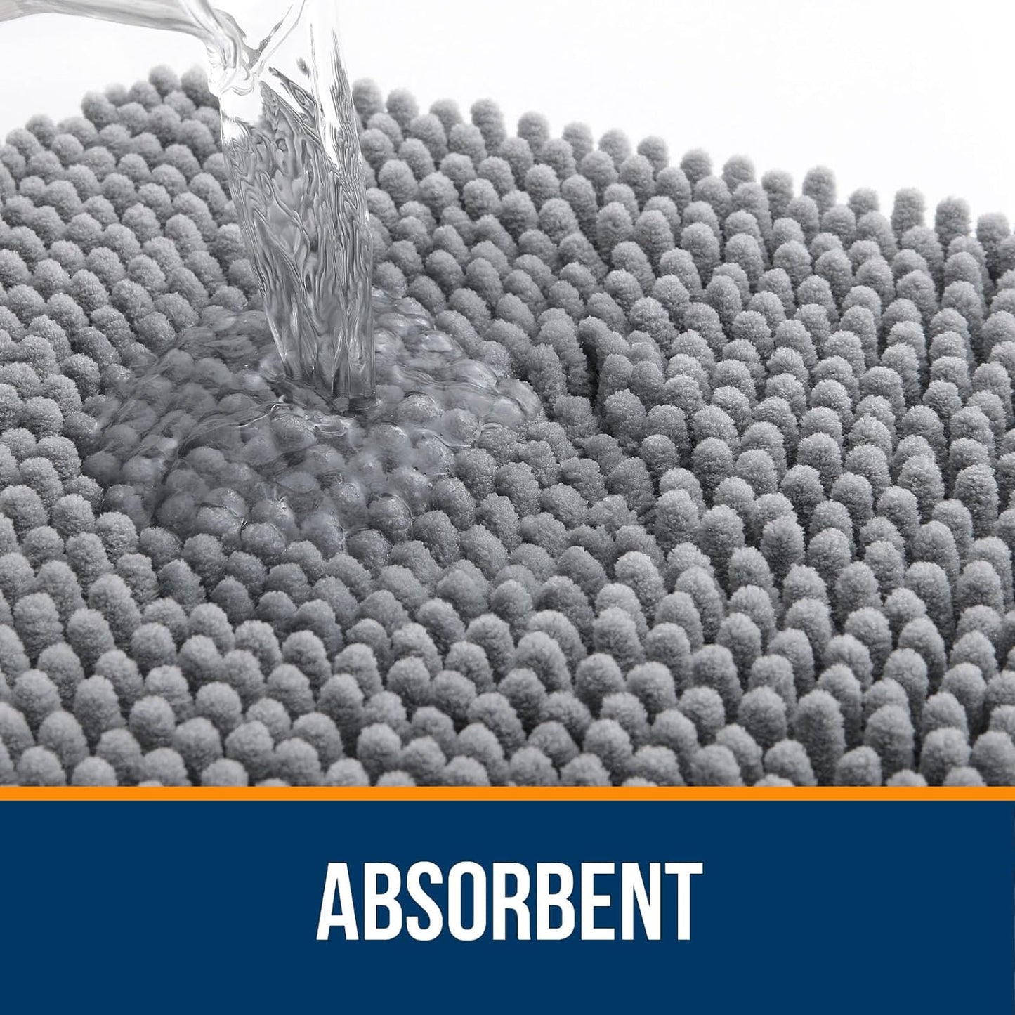 Luxurious Grey Chenille Bath Rugs - Extra Soft, Quick-Dry, and Machine Washable with Rubber Backing for Ultimate Comfort and Style