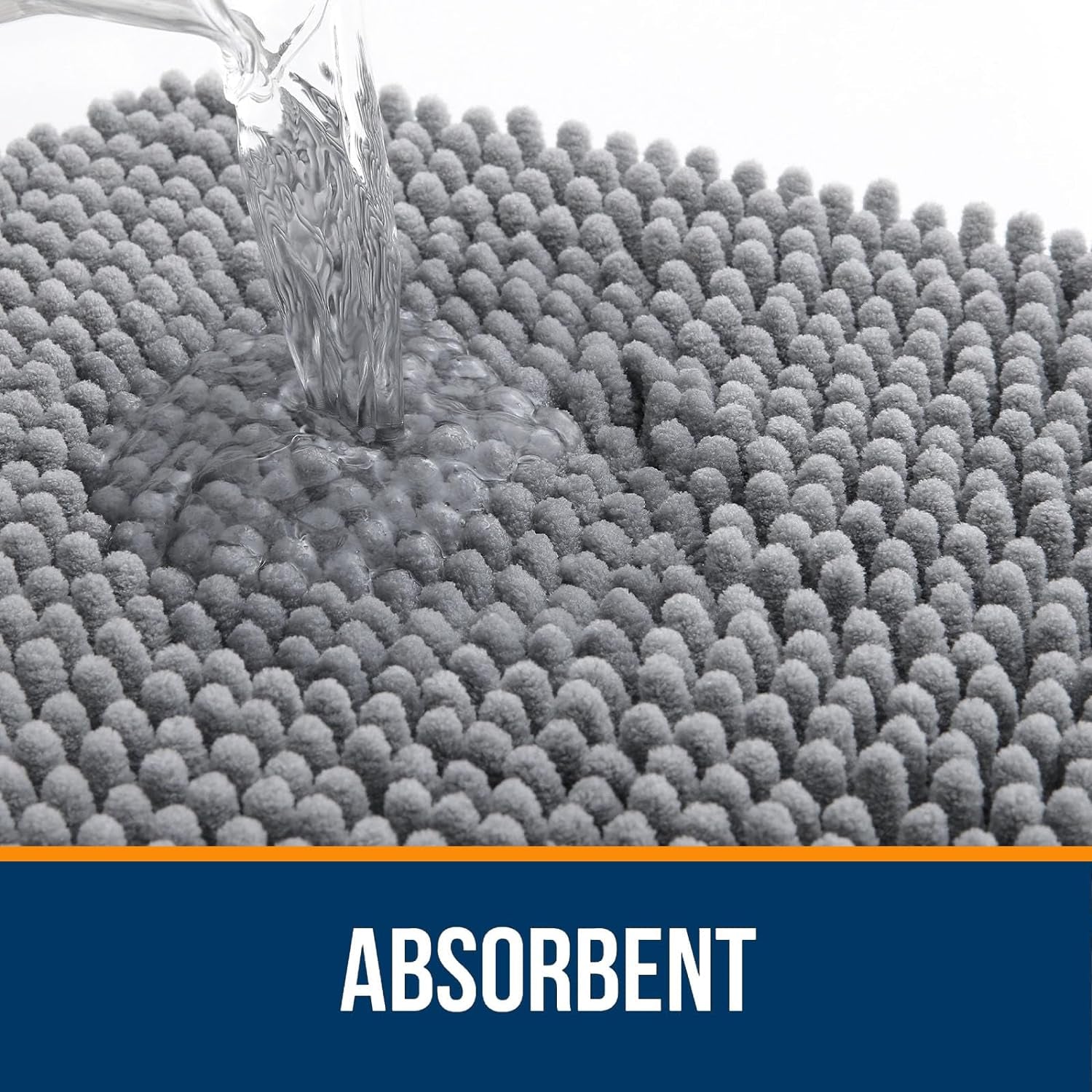 Luxurious Grey Chenille Bath Rugs - Extra Soft, Quick-Dry, and Machine Washable with Rubber Backing for Ultimate Comfort and Style
