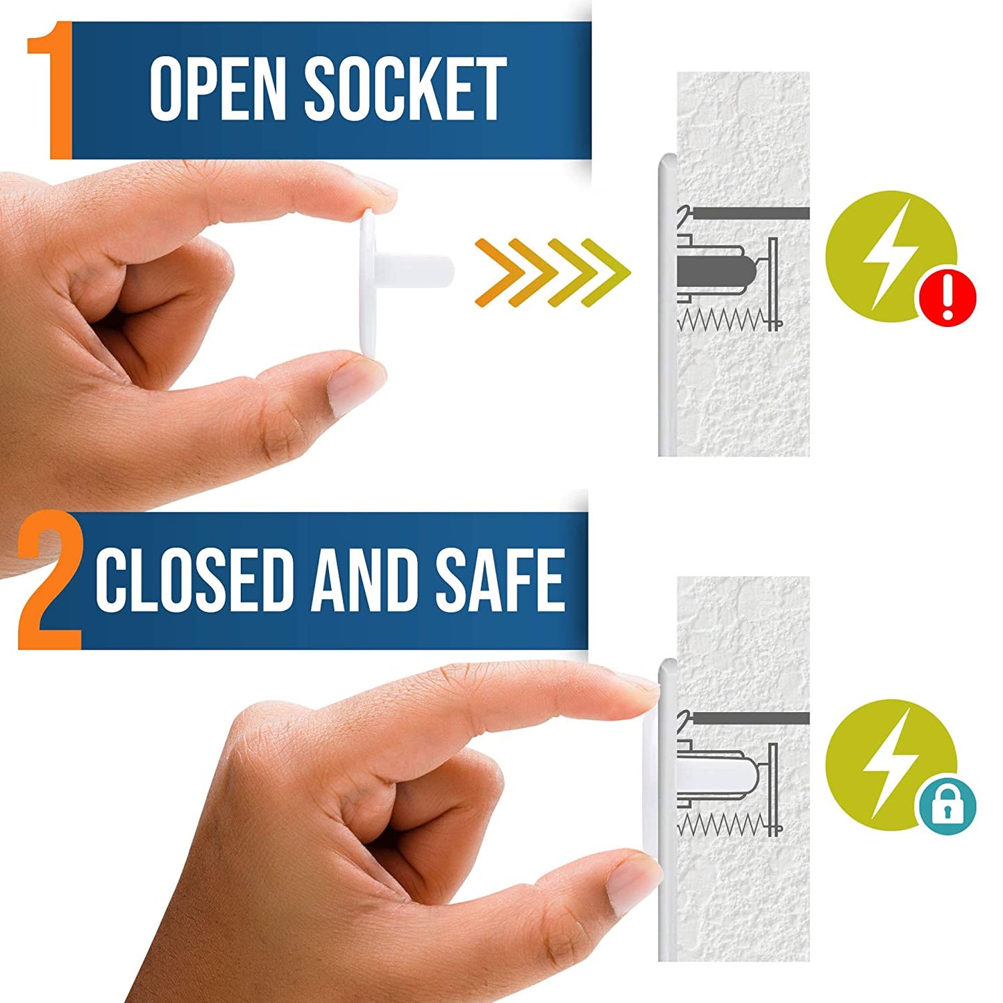 50 Pack Baby Proof Outlet Covers - Safe & Secure Electric Plug Protectors for Home & Office | Sturdy Childproof Socket Covers | Easy Installation to Protect Toddlers & Babies - White