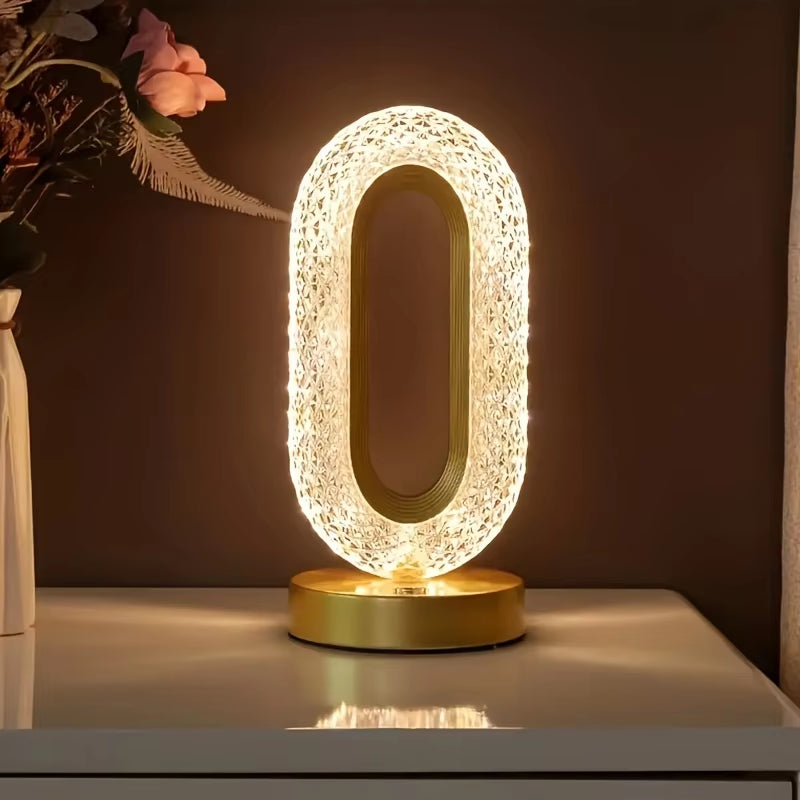 Elegant Oval USB Rechargeable Crystal Table Lamp - Perfect for Living Room, Bedroom, and Nighttime Ambiance
