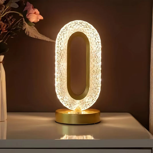 Elegant Oval USB Rechargeable Crystal Table Lamp - Perfect for Living Room, Bedroom, and Nighttime Ambiance