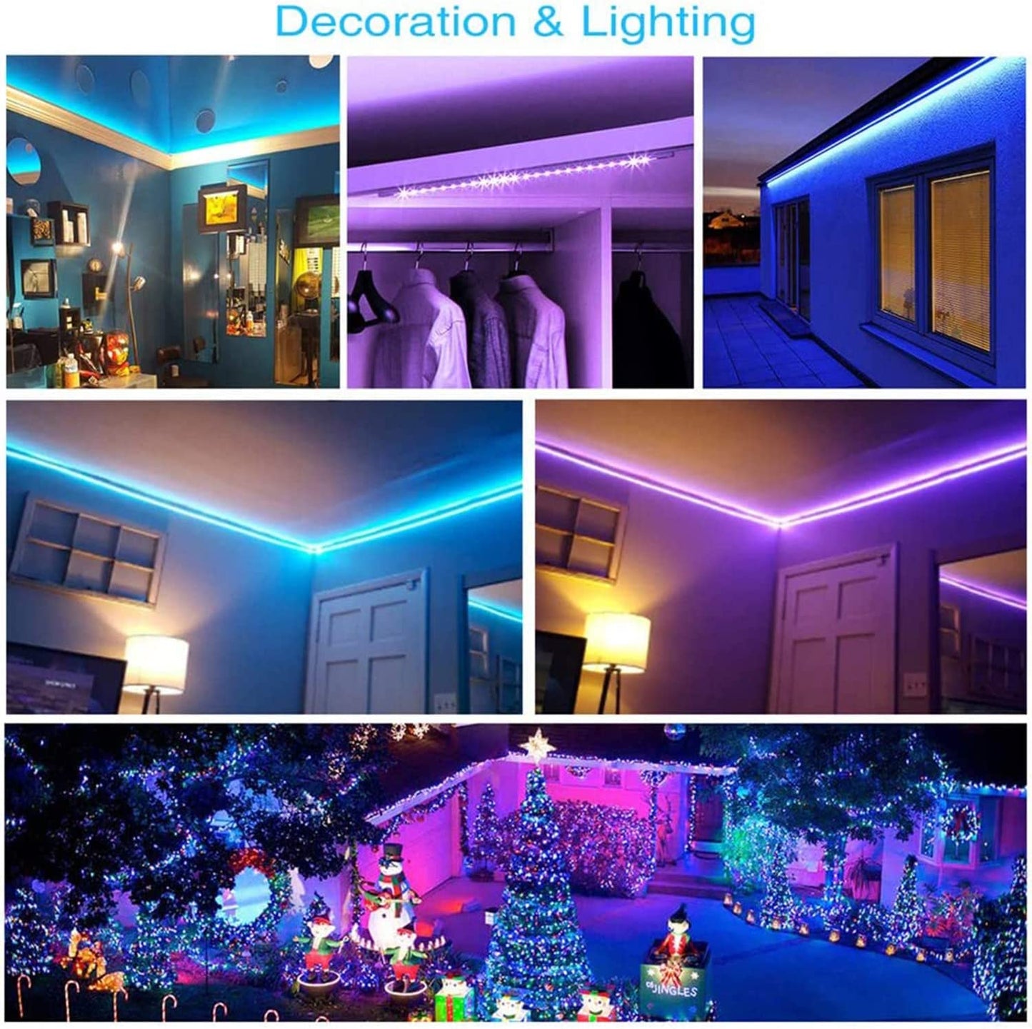 32.8Ft RGB LED Strip Lights with Remote Control - Color Changing LED Lights for Bedroom and Home Decor