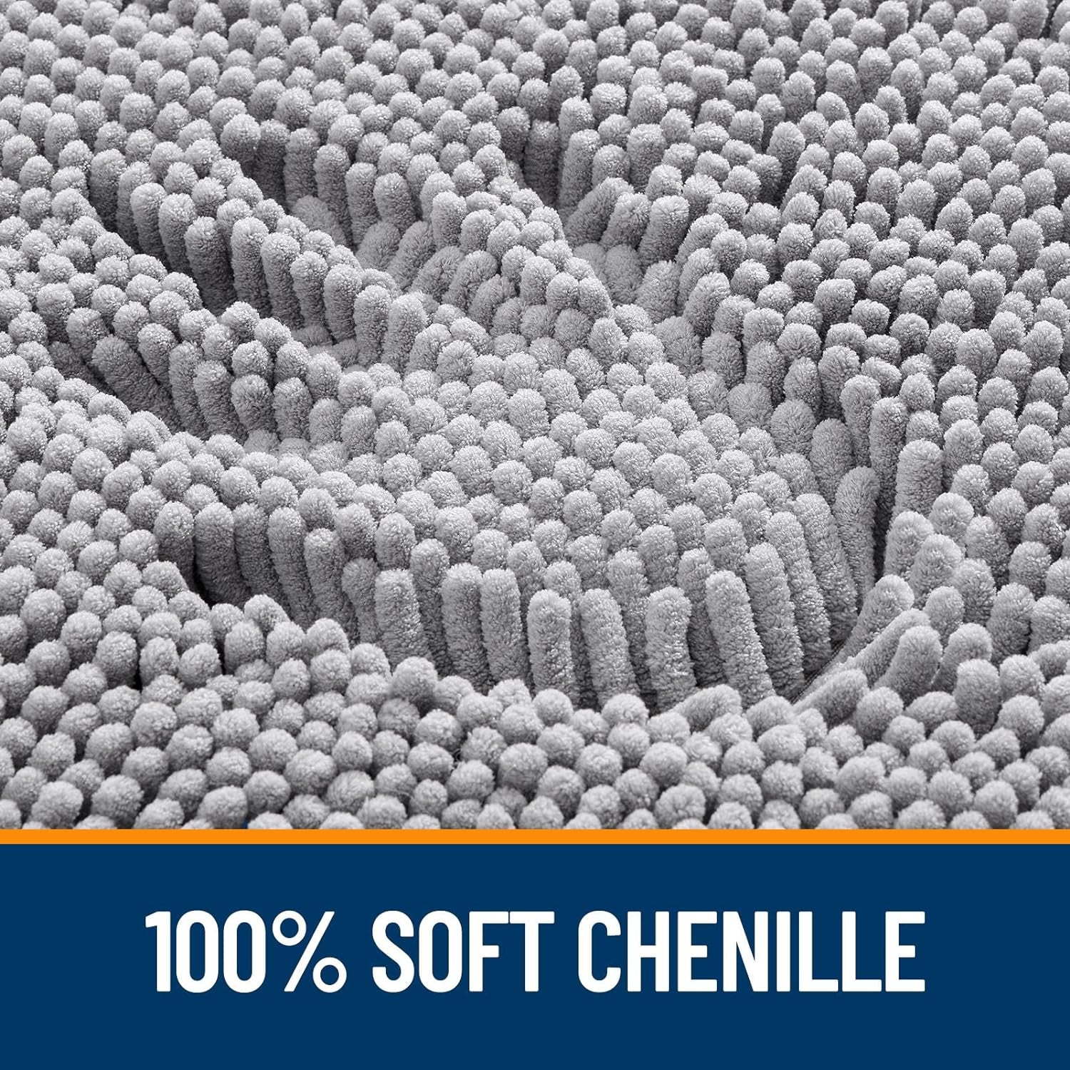 Luxurious Grey Chenille Bath Rugs - Extra Soft, Quick-Dry, and Machine Washable with Rubber Backing for Ultimate Comfort and Style